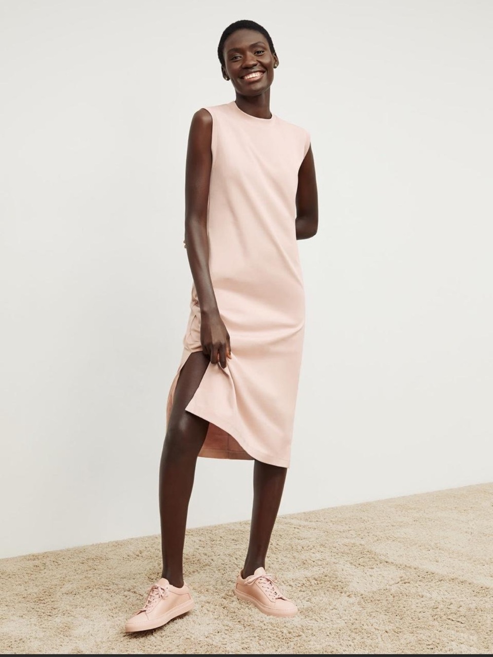 M.M. LaFleur The Lou Dress made from Pima Cotton - Dusty Pink